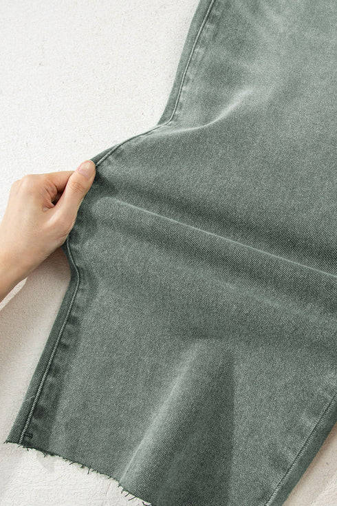 Distressed Raw Edge Wide Leg Denim Jeans