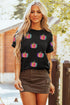 Sequined Pumpkin Graphic Round Neck Statement Tee