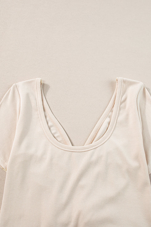 Short Sleeve Ribbed Button Front Ruched Maxi Dress