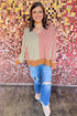 Striped V Neck Oversized Long Sleeve Top