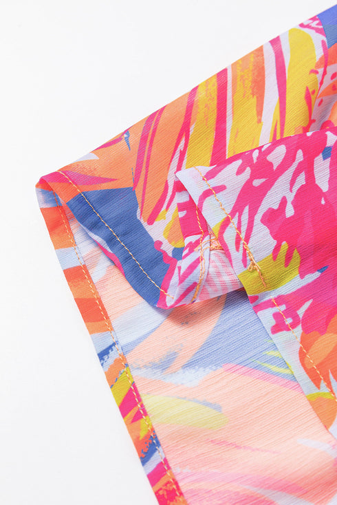 Bold Abstract Graffiti Print Button Down Shirt Romper