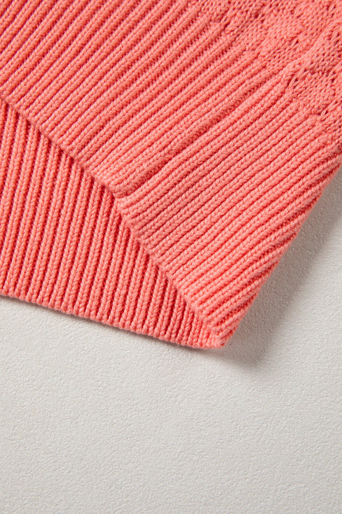 Drop Shoulder Ribbed Knit Long Sleeve Sweater