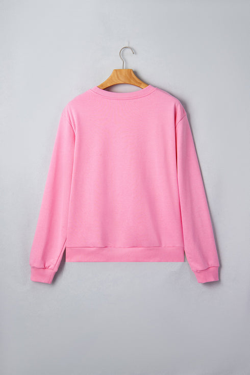 Embroidered Pumpkin Face Long Sleeve Round Neck Sweatshirt