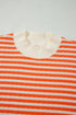 Striped Textured Mock Neck Oversized Long Sleeve Top