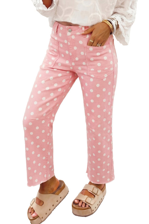 Denim Polka Dot Pattern Slim Fit Jeans