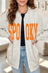 Spooky Letter Print Open Front Split Sweatshirt