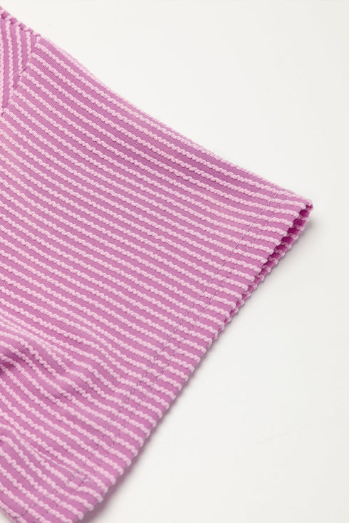 Corded Ribbed Knit Loose Fit Tee And Short Set