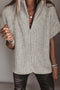 High Neck Zipper Knit Short Sleeve Sweater