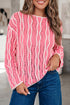 Wavy Hollow Out Knit Long Sleeve Cotton Pullover Sweater