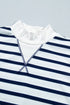 Striped Mock Neck Long Sleeve Ribbed Cuff Hem Sweatshirt