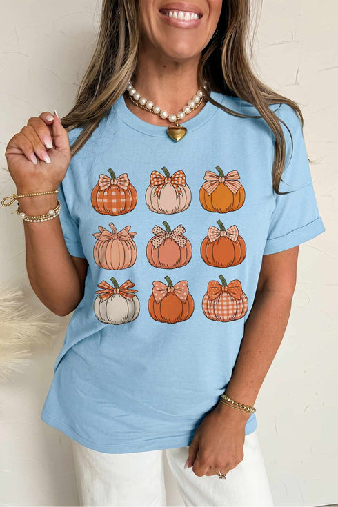 Multiple Pumpkin Print Graphic Pattern Statement Tee