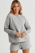 Textured Long Sleeve Top And Drawstring Lounge Short Sets