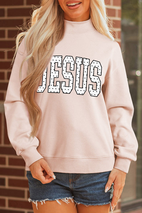 Jesus Polka Dot Mock Neck Tunic Sweatshirt
