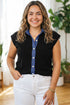 Sleeveless Patchwork V Neck Tunic Silhouette Cardigan