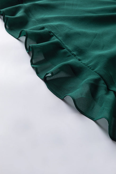 Sweetheart Flutter Sleeve Ruffle Hem Chiffon Midi Dress