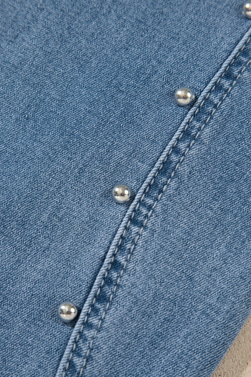 Side Seam Rivet Detail Regular Fit Ankle Jeans