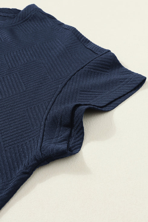 Textured Solid Loose Fit Wide Leg Pant Set