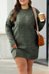 Long Sleeve Cable Knit Crew Neck Sweater Dress