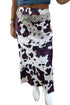 Abstract Print Western Long Metal Zip Up Waist Skirt