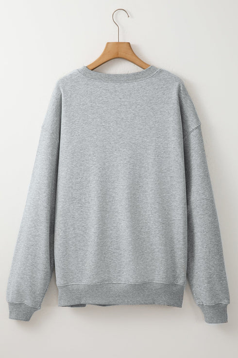 Polyester Cotton Pumpkin Graphic Oversized Pullover Sweatshirt