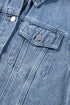Casual Ruffle Raw Hem Flap Pocket Denim Jacket