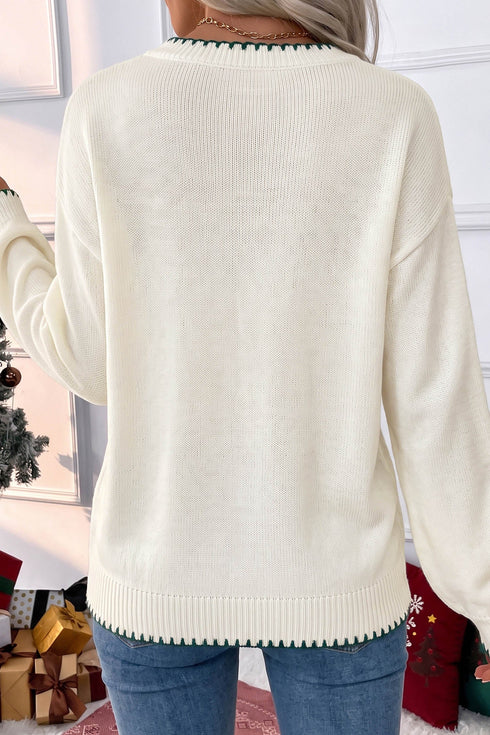 Viscose Polyester Blend Applique Stitched Tree Sweater