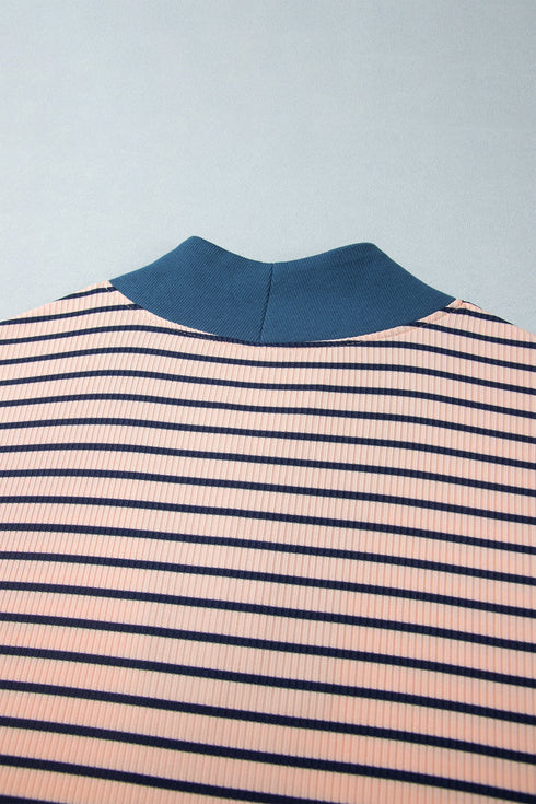 Striped V Neck Long Sleeve Lounge Set