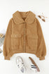 Casual Button Flap Pocket Spread Collar Fleece Jacket