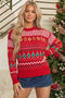Gingerbread Tree Pattern Round Neck Pullover Sweater