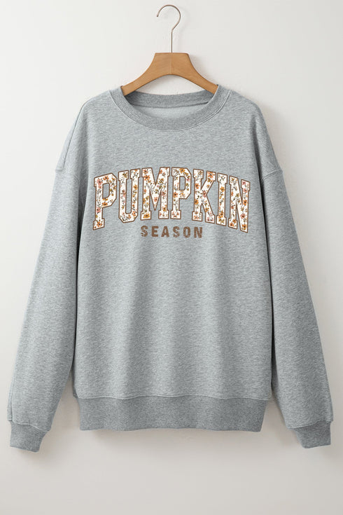 Polyester Cotton Pumpkin Graphic Oversized Pullover Sweatshirt