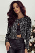 Elegant Solid Sequined Open Front Cropped Jacket