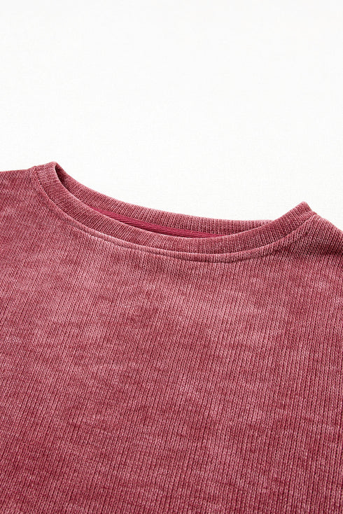 Mineral Wash Corduroy Short Sleeve Wide Leg Pant Set