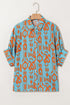 Abstract Ikat Print Short Sleeve Button Down Shirt