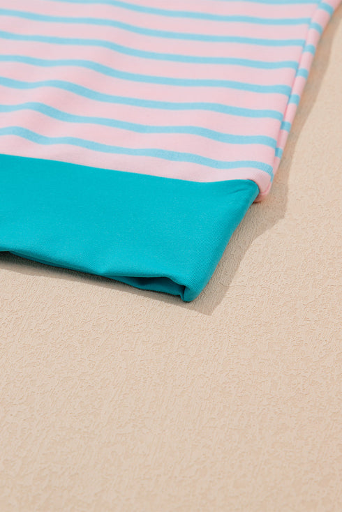 Striped Print Relaxed Fit Two Piece Short Sets