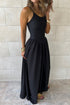 Ribbed Patchwork Drop Waist Spaghetti Strap Maxi Dress