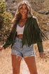 Cropped Faux Suede Western Fringe Tassel Jacket
