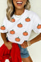 Sequined Star Pumpkin Graphic Round Neck Tee
