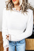 Lace Trim Neck Cuff Patchwork Long Sleeve Pullover Sweater