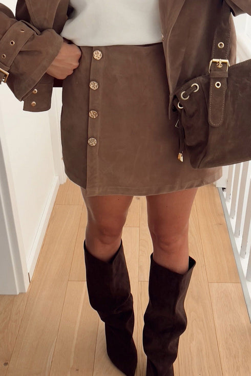 Asymmetric Wrapped Detail Button Accented Mini Skirt