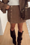Asymmetric Wrapped Detail Button Accented Mini Skirt