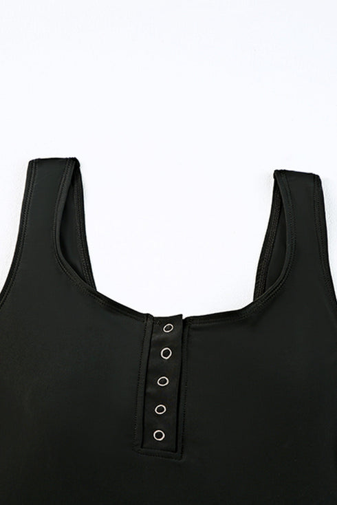 Snap Button Front Tank Style Swim Top