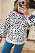 Leopard Print Round Neck Long Sleeve Tunic Sweater