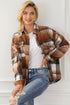 Casual Plaid Print Flap Pocket Button Down Shacket