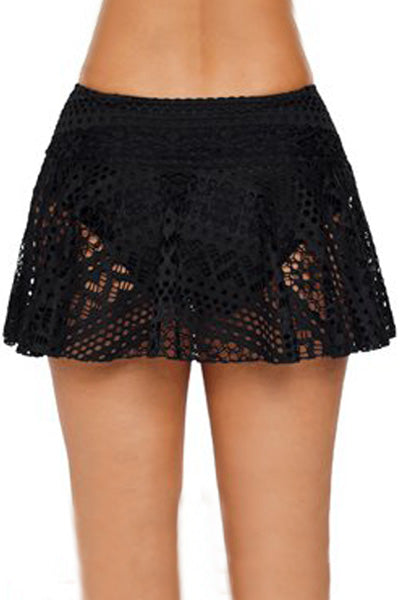 Geometric Open Knit Flared Mini Swim Skirt