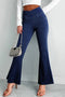 High Stretch Crossed Waist Flare Knit Denim Jeans