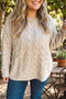 Oversized Cable Knit Long Sleeve Round Neck Tunic Length Sweater