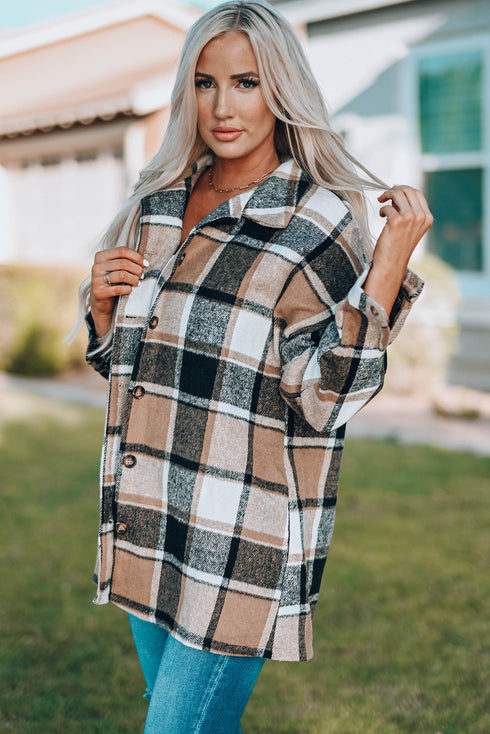 Exclusive Casual Print Buttoned Plaid Shacket