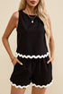 Casual Paneled Print Ricrac Trim Tank Top Short Set