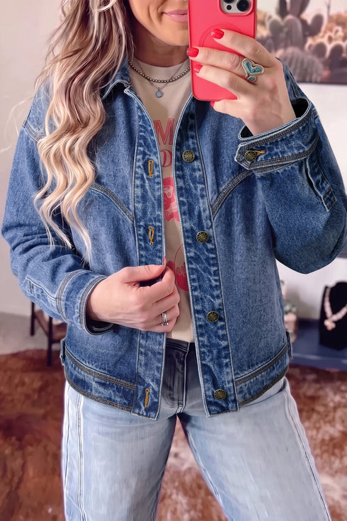 Vintage Wash Finish Western Shift Denim Jacket