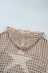 Acrylic Star Pattern Crochet Hooded Drawstring Sweater
